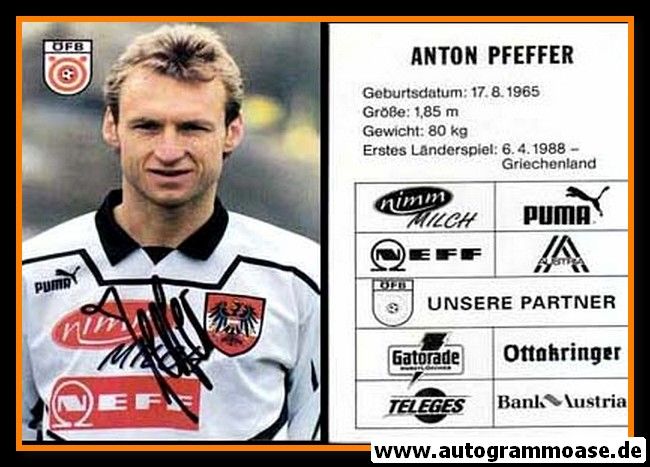 Autogramm Fussball | Österreich | 1995 | Anton PFEFFER
