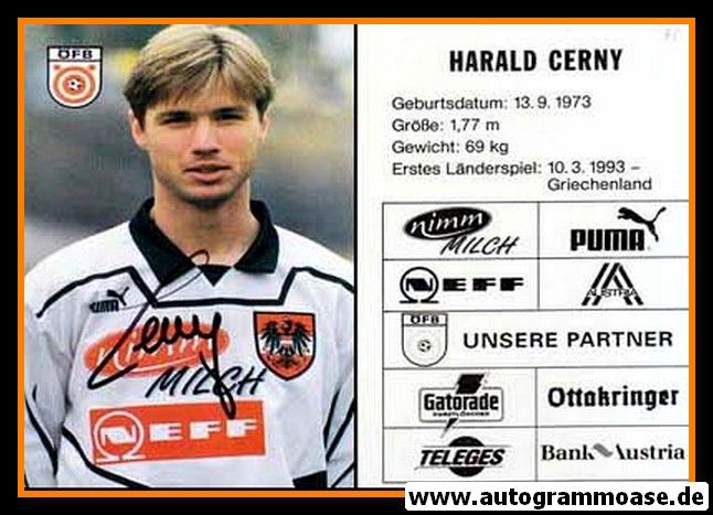 Autogramm Fussball | Österreich | 1995 | Harald CERNY