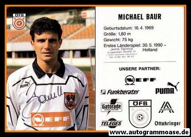 Autogramm Fussball | Österreich | 1995 | Michael BAUR
