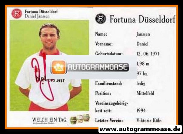 Autogramm Fussball | Fortuna Düsseldorf | 1994 | Daniel JANSSEN
