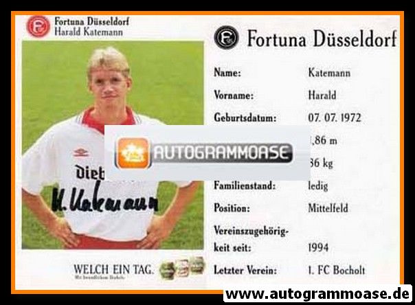 Autogramm Fussball | Fortuna Düsseldorf | 1994 | Harald KATEMANN