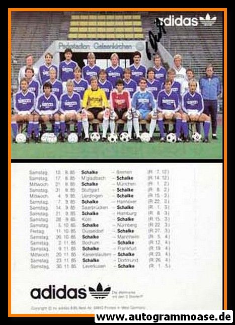 Mannschaftskarte Fussball | FC Schalke 04 | 1985 Adidas + AG Bernard DIETZ