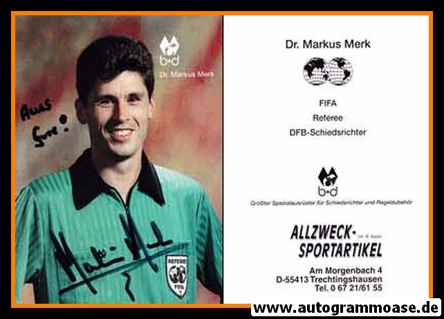 Autogramm Fussball | Schiedsrichter | 1990er FIFA | Markus MERK