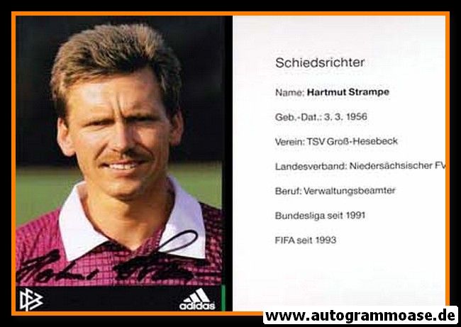 Autogramm Fussball | Schiedsrichter | 1997 Adidas | Hartmut STRAMPE