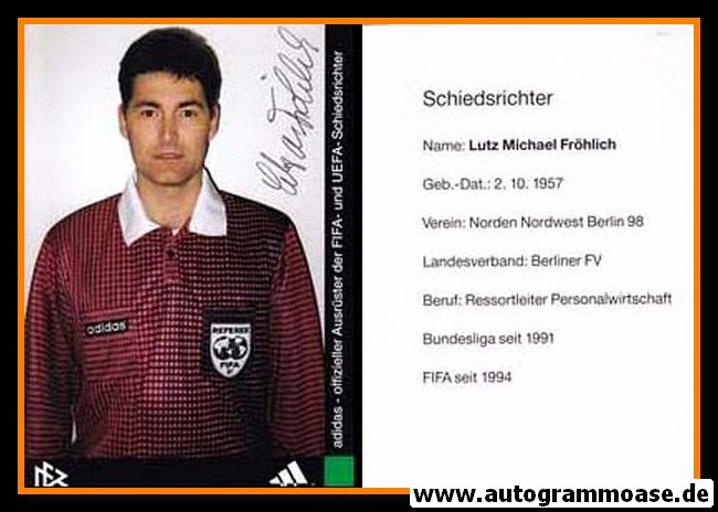 Autogramm Fussball | Schiedsrichter | 1997 Adidas | Lutz Michael FRÖHLICH