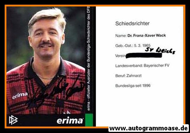 Autogramm Fussball | Schiedsrichter | 1997 Erima | Franz-Xaver WACK