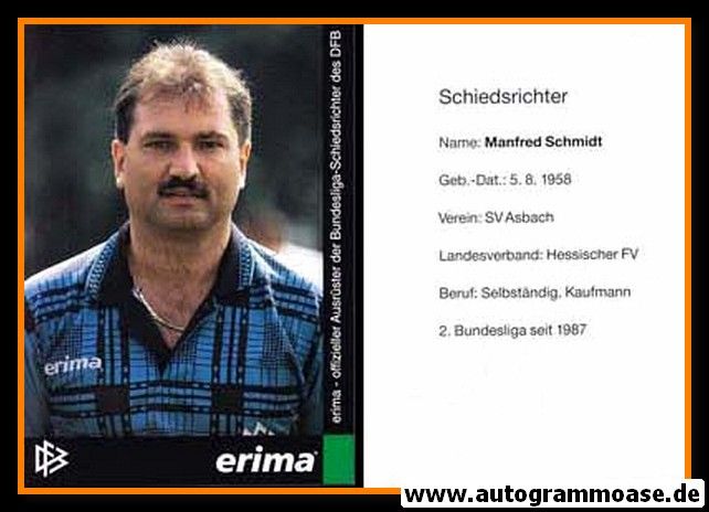 Autogramm Fussball | Schiedsrichter | 1997 Erima | Manfred SCHMIDT