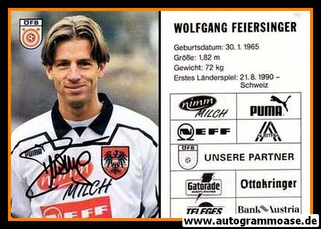 Autogramm Fussball | Österreich | 1995 | Wolfgang FEIERSINGER