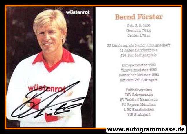 Autogramm Fussball | VfB Stuttgart | 1980er | Bernd FÖRSTER (Wüstenrot)