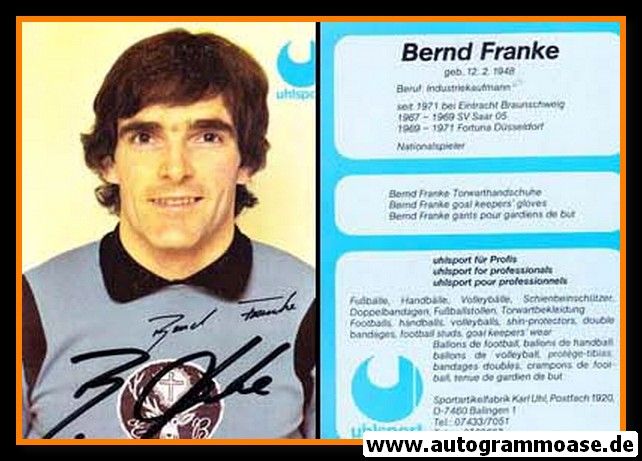 Autogramm Fussball | Eintracht Braunschweig | 1980er Uhlsport | Bernd FRANKE (Portrait Color)
