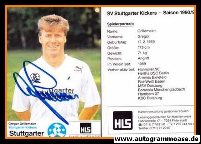 Autogramm Fussball | Stuttgarter Kickers | 1990 | Gregor GRILLEMEIER