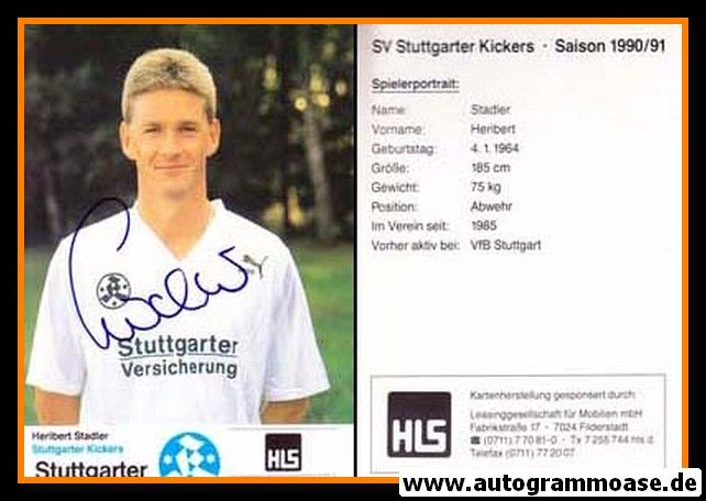 Autogramm Fussball | Stuttgarter Kickers | 1990 | Heribert STADLER