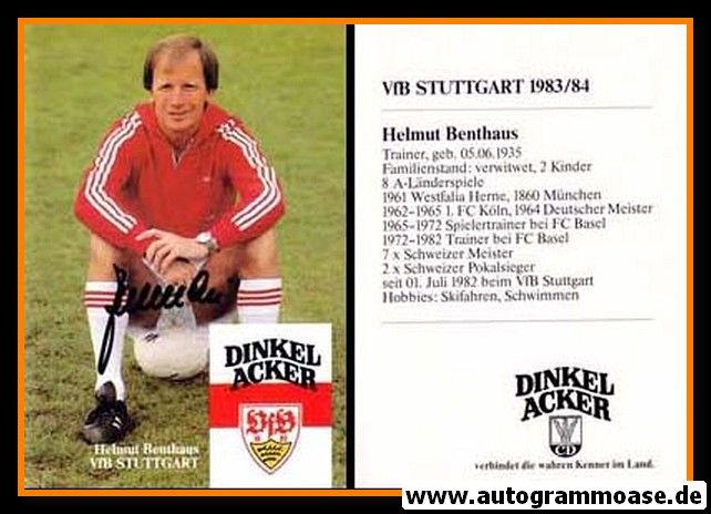Autogramm Fussball | VfB Stuttgart | 1983 | Helmut BENTHAUS