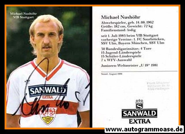 Autogramm Fussball | VfB Stuttgart | 1986 | Michael NUSHÖHR