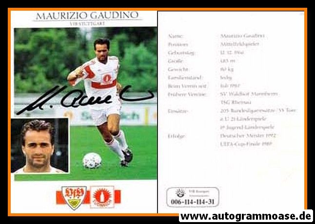 Autogramm Fussball | VfB Stuttgart | 1990 | Maurizio GAUDINO