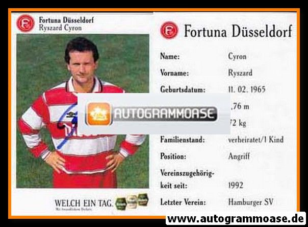Autogramm Fussball | Fortuna Düsseldorf | 1995 | Ryszard CYRON