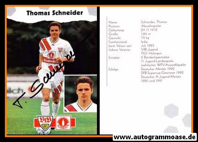 Autogramm Fussball | VfB Stuttgart | 1993 | Thomas SCHNEIDER