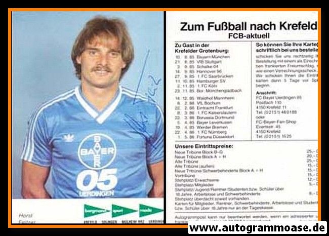 Autogramm Fussball | KFC Uerdingen 05 | 1985 | Horst FEILZER