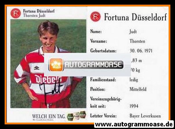 Autogramm Fussball | Fortuna Düsseldorf | 1995 | Thorsten JUDT