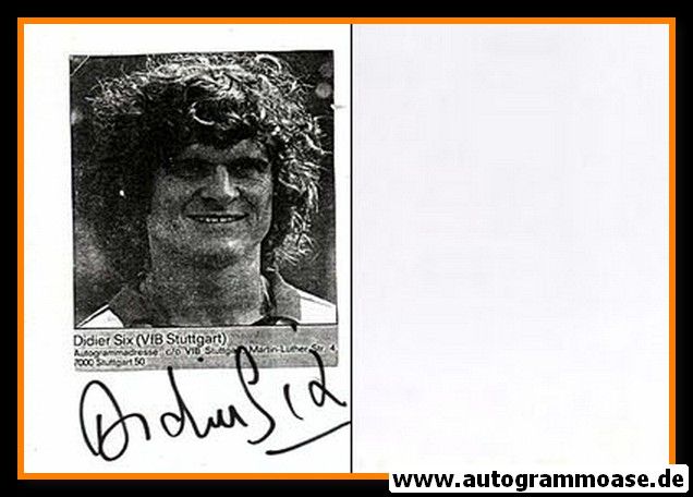 Autogramm Fussball | VfB Stuttgart | 1980er | Didier SIX (Portrait SW)