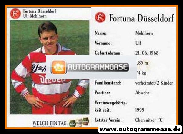 Autogramm Fussball | Fortuna Düsseldorf | 1995 | Ulf MEHLHORN
