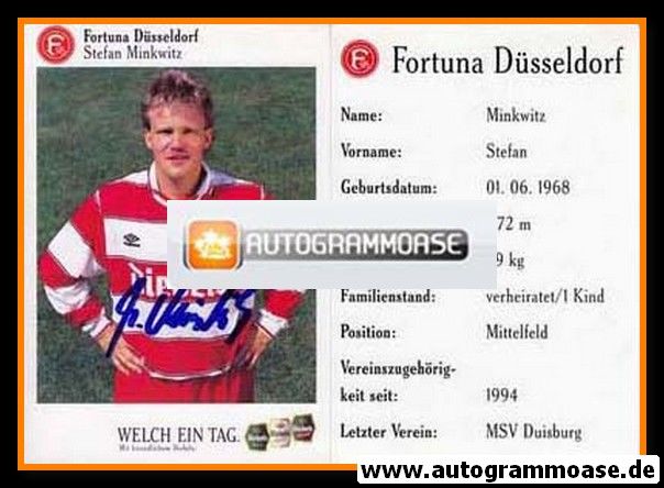 Autogramm Fussball | Fortuna Düsseldorf | 1995 | Stefan MINKWITZ
