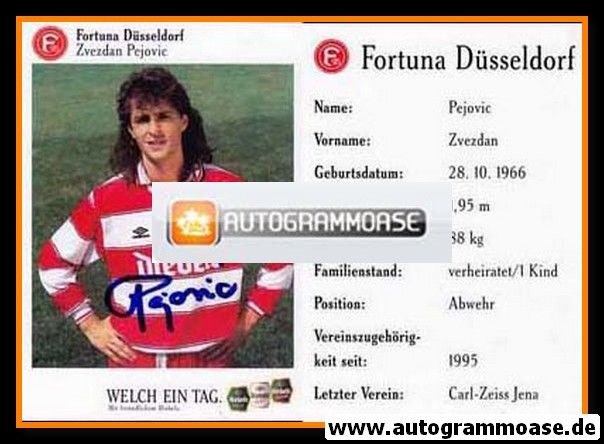 Autogramm Fussball | Fortuna Düsseldorf | 1995 | Zvezdan PEJOVIC