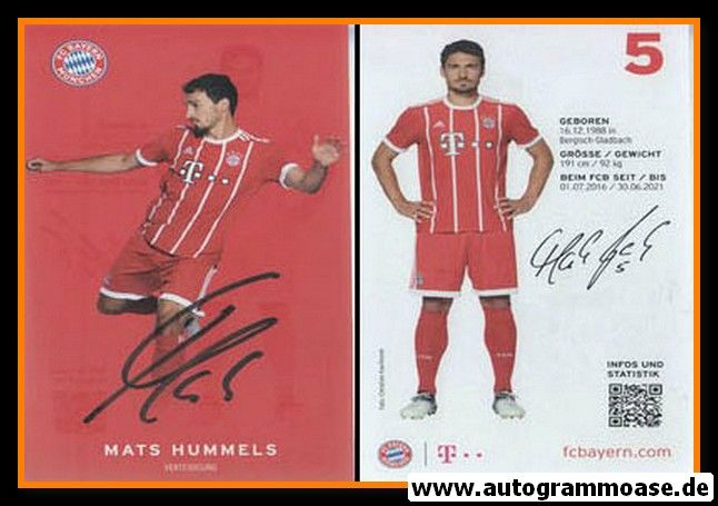 Autogramm Fussball | FC Bayern München | 2017 | Mats HUMMELS