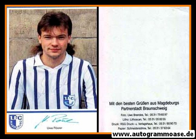 Autogramm Fussball | 1. FC Magdeburg | 1990 Druck | Uwe RÖSLER