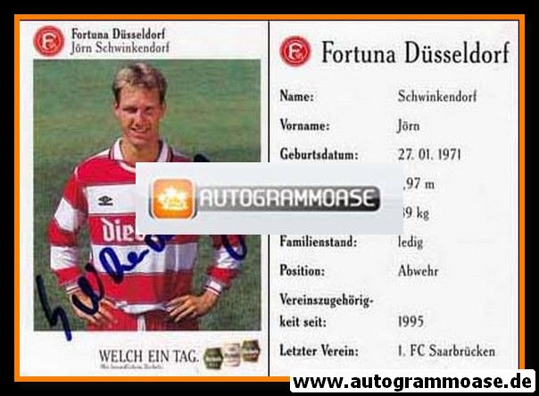Autogramm Fussball | Fortuna Düsseldorf | 1995 | Jörn SCHWINKENDORF