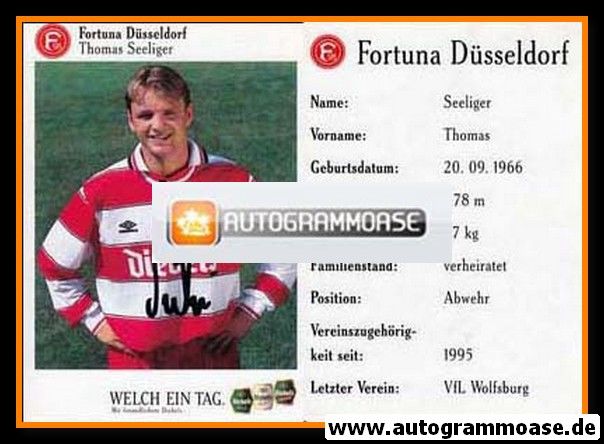 Autogramm Fussball | Fortuna Düsseldorf | 1995 | Thomas SEELIGER