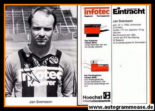 Autogramm Fussball | Eintracht Frankfurt | 1983 | Jan SVENSSON