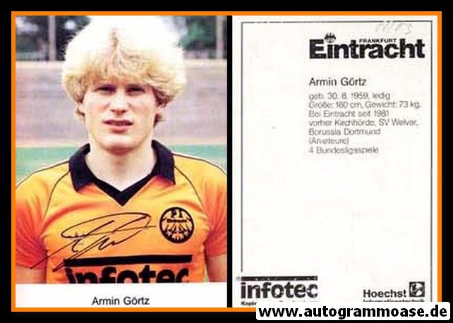 Autogramm Fussball | Eintracht Frankfurt | 1982 | Armin GÖRTZ
