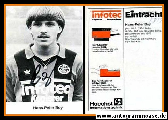 Autogramm Fussball | Eintracht Frankfurt | 1983 | Hans-Peter BOY