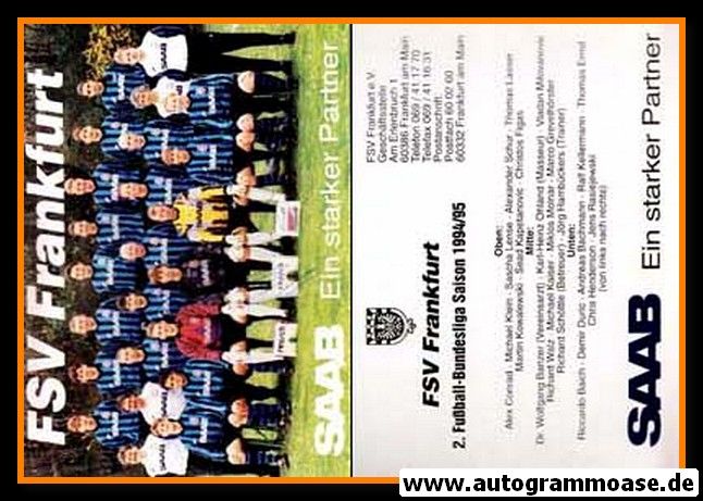 Mannschaftskarte Fussball | FSV Frankfurt | 1994