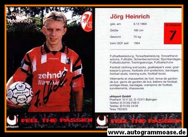 Autogramm Fussball | SC Freiburg | 1995 | Jörg HEINRICH