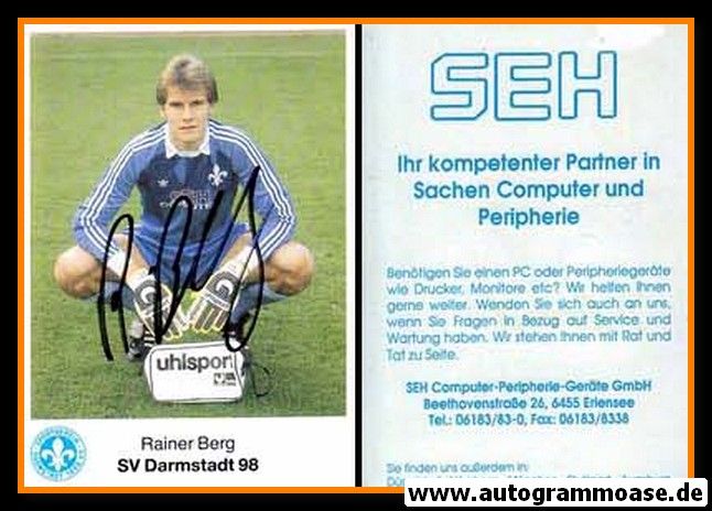 Autogramm Fussball | SV Darmstadt 98 | 1989 | Rainer BERG