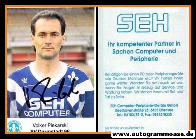 Autogramm Fussball | SV Darmstadt 98 | 1989 | Volker PIEKARSKI