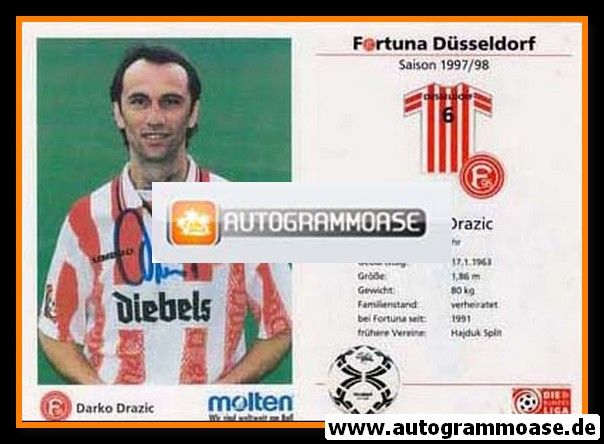 Autogramm Fussball | Fortuna Düsseldorf | 1997 | Darko DRAZIC