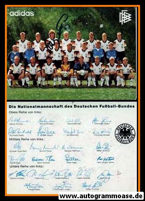 Mannschaftskarte Fussball | DFB | 1992 Adidas + 2 AG (Effenberg + Schulz)