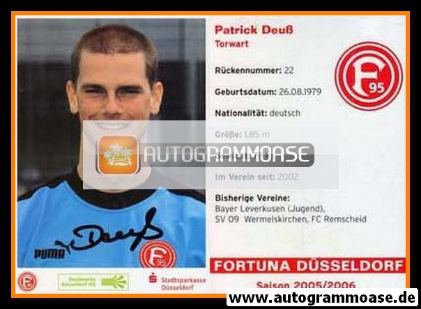 Autogramm Fussball | Fortuna Düsseldorf | 2005 | Patrick DEUSS
