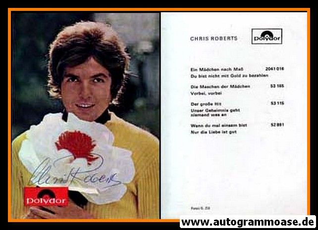 Autogramm Schlager | Chris ROBERTS | 1970 "Ein Mädchen Nach Mass" (Polydor)