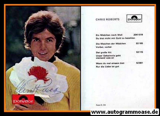 Autogramm Schlager | Chris ROBERTS | 1970 "Ein Mädchen Nach Mass" (Portrait Color Polydor)