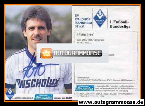 Autogramm Fussball | SV Waldhof Mannheim | 1983 | Hans HEIN