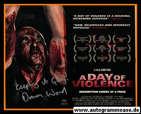 Autogramm Film (UK) | Darren WARD | 2010 Foto "A Day Of Violence" 1