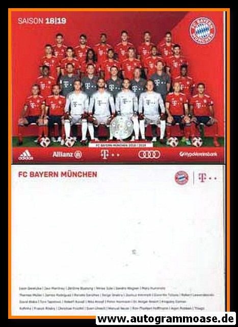 Mannschaftskarte Fussball | FC Bayern München | 2018