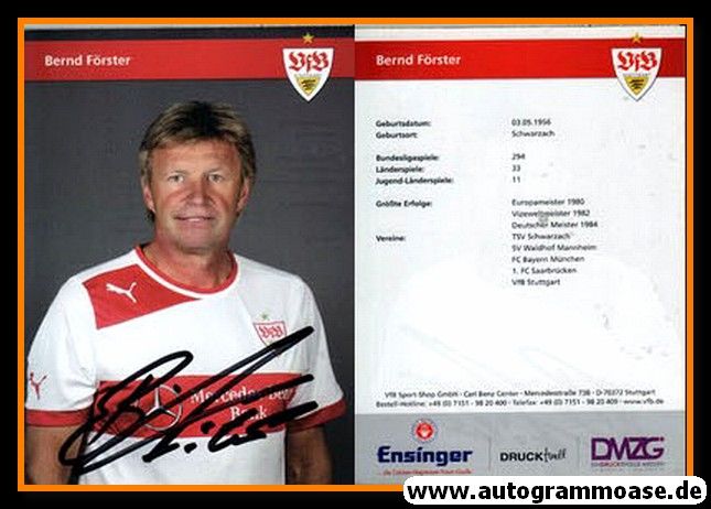 Autogramm Fussball | VfB Stuttgart | 2012 | Bernd FÖRSTER