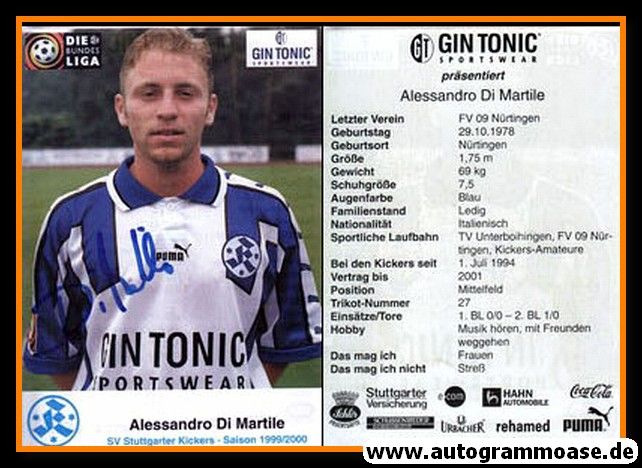 Autogramm Fussball | Stuttgarter Kickers | 1999 | Alessandro DI MARTILE