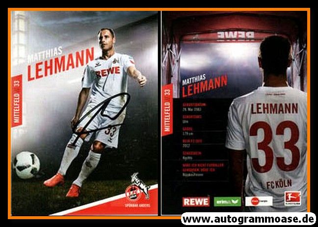 Autogramm Fussball | 1. FC Köln | 2016 | Matthias LEHMANN