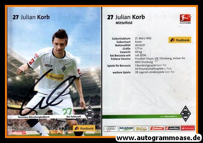 Autogramm Fussball | Borussia Mönchengladbach | 2012 | Julian KORB